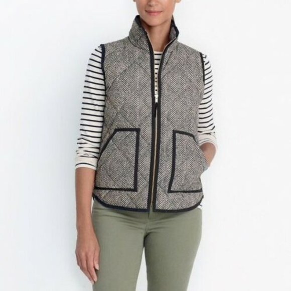 J Crew Herringbone Quilted Down Puffer Vest S
